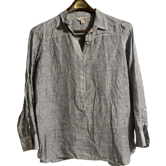 Lucky Brand Tops - Lucky Brand Shirt Womens Medium Linen Cotton Boho Lagenlook Tunic Striped